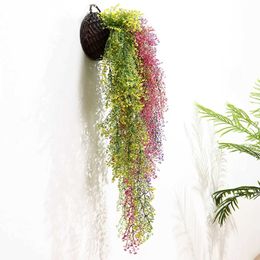 Decorative Flowers Wreaths 83cm Artificial Green Plants Seaweed Grape Radish Fake Flowers Vine Hanging Ivy Leaves Home Wall Garden Party Decoration