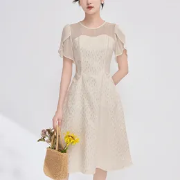 Party Dresses 2024 Summer Women's Fashion Dress Elegant For Women Chiffon Short Sleeve Woman Jacquard Long A-line