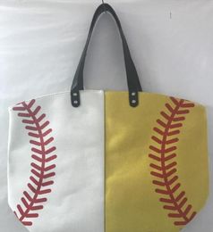 2021 canvas Outdoor beach sports half baseball half Softball Baseball Tote Football shouder bags Girl Volleyball Totes Storage Bag8869515