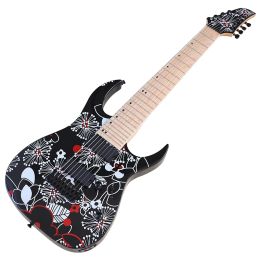 Guitar High Gloss 8 String Electric Guitar 39 Inch Black Guitarra Solid Basswood Body 22 Frets Good Handicraft Fast Deliver