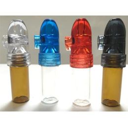 Glass Bullet Box Snuffer 67mm Height Rocket Acrylic BOTTLE SNUFF Snorter Sniffer Dispenser for Dabs4897251