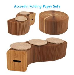 Creative Kraft Paper Folding Stool Bench Paper Furniture Modern Design Accordin Folding Paper Stool Sofa Chair Relaxing Foot livin7969834
