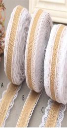 10m lot 2 5cm lace Linen Handmade Christmas Crafts Jute Burlap Band Ribbon Roll white Lace Trim Edge Rustic Wedding Decoration Par2924233