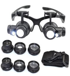 10X 15X 20X 25X magnifying Glass Double LED Lights Eye Glasses Lens Magnifier Loupe Jeweler Watch Repair Tools9258804