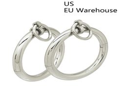 Polished Shining Stainless Steel Lockable Wrist Ankle Cuffs Bangle Slave Bracelet with Removable o Ring Restraints Set Q07171036279