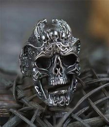 Men 316L Stainless Steel Skull Dragon Ring Punk Biker Finger Rings Skeletons Men039s Fashion Jewelry Size 8132366349