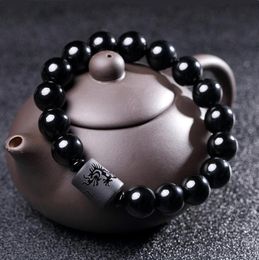 New Crystal Black Obsidian Bead Dragon Phoenix Strand Bracelet For Men Women Couples Lovers Buddha Lucky Amulet Jewelry1125578