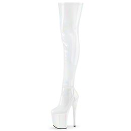 Nightclub Party Sexy Fetish Shoes 20cm Green Fashion Round Toe Exotic Dancer Pole Dance Platform Over The Knee Boots Stripper