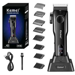 Hair Trimmer Kemei Professional Metal shell Hair Clipper For Men Cordless Adjustable Beard Hair Trimmer Barber Shop Electric Haircut Machine T240507