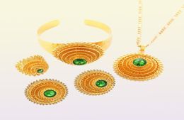 24k Gold Plated Ethiopian Red Green Blue Colour Stone Sets For African Ethiopian Eritrean2097097