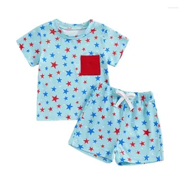 Clothing Sets 4th Fourth Of July Toddler Baby Boy Outfit Red White And Blue Short Sleeve T-shirt Shorts Usa Clothes