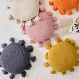 Pillow REGINA Cute Tassel Soft Round Seat Fluffy Kawaii Home Decor Cotton Bed Throw Car Sofa Chair Knitted Back S