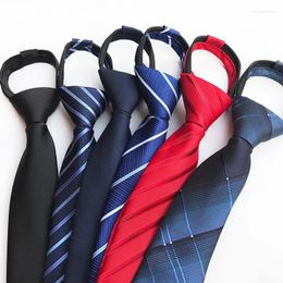 Bow Ties 8cm Zipper Lazy Person Knotless Neckties Men's Business Stripe Bright Face Tie Comfortable Versatile Suit Jewellery