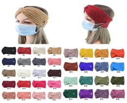 Fashionable 36 Colours Button Knitted Headband Warm Autumn and Winter Hair Accessories Cross Ear Protection Headgear DB2007634185