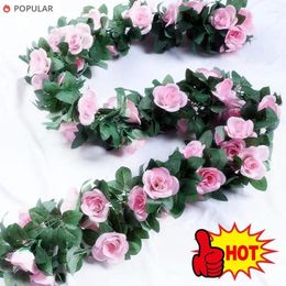 Decorative Flowers 240Cm Artificial For Decoration Garland Plants Fake Vine Rose String Creeper Wedding Party Home Decor