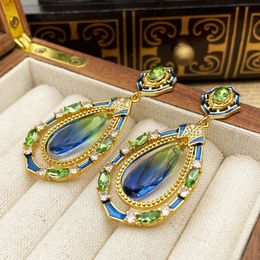 Charm Qingdao Jewellery Bohemian Ethnic Feng Shui Droplet Glaze Exaggerated Earrings with High Grade and Light Luxury