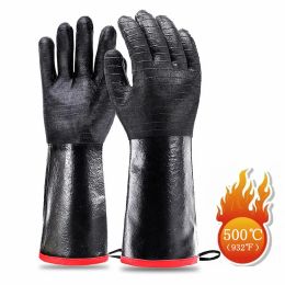 Gloves 14/18inch BBQ Gloves Neoprene Coating High Temperature Heat Insulation Oil Resistant Long Oven Microwave Barbecue Grill Gloves