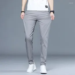 Men's Pants Men 2024 Spring Summer Thin Elastic Slim Fit Trouser Waist Casual Solid Straight Leg Streetwear Clothing