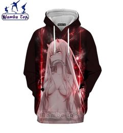 Mamba Top Anime Darling In The Franxx Hoodies 3D Hentai Loli ZERO TWO Men039s Hoody Sexy Girl Hooded Senpai Harajuku Men Tees E3898130