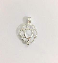 925 Silver Rose Locket Cage Can Hold A Pearl Gem Bead Pendant Mounting Sterling Silver Hollow Rose Flower Pendant Fitting1516958