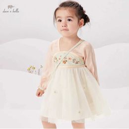 Girl's Dresses DB1220756 Dave Bella Spring baby girls fashion floral dress with a small bag party dress children girl infant 2 pieces of clothingL2405