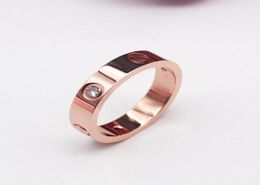 Not Fading Top Quality Luxurous Letter Lover Ring Size 612 CZ Stone 3 Colors Stainless Steel Women Jewelry Logo Printed Whole1023007
