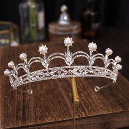 Hair Clips Barrettes Baroque Luxury Rhinestone Pageant Diadem Silver Plated Crystal Pearls Bridal Tiaras Crown Headbands Wedding1873109