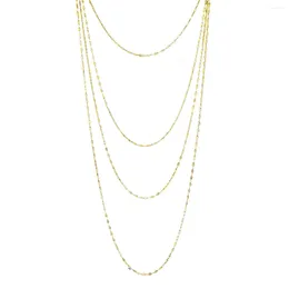 Chains MinaMaMa Stainless Steel Multilayer Sequins Tassel Thin Chain Necklaces For Woman Bohemian Fashion Necklace Jewellery