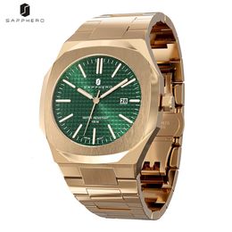 SAPPHERO Mens Watches 100M Waterproof Quartz Movement Wristwatch Stainless Steel Strap Business Fashion Stylish Male Clock 240428