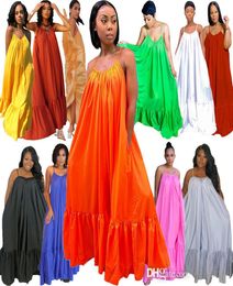 Womens Maxi Dresses Designer Plus Size Casual Clothing 2022 Sexy Sling Sleeveless Long Sundress Wedding Dress Nightclub6233926