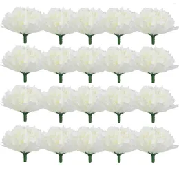 Decorative Flowers 20 Pcs Carnation Flower Head DIY Silk Ornament Simulate Decoration White Fake Balloon Adornment Simulation Girl Ballon