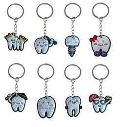 Keychains Lanyards New Teeth Keychain For School Day Birthday Party Supplies Gift Key Chain Favours Kid Boy Girl Keyring Suitable Schoo Otndc