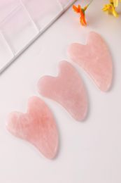 2021 Pink Crystal Heart Shaped Jade Massager Stones V Face Chinese Acupuncture Pressure Treatment FACIAL MASSAGETOOL Gua Sha board5667459