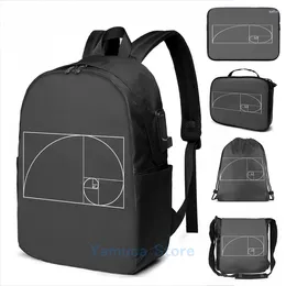 Backpack Graphic Print GOLDEN RATIO Mean Section Latin Sectio Aurea USB Charge Men School Travel Laptop Bag