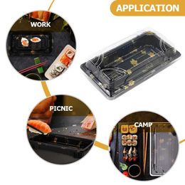 Disposable Dinnerware 50 sets of disposable sushi packaging lunch box containers fruit cake takeaway Q240507