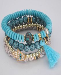 Charm Bracelets Ethnic Multi Layer Bracelet Vintage Resin Beads Palm Tassel Set Boho Fashion Jewellery Female GiftsCharm1361653