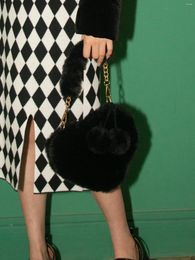 Shoulder Bags Youmeng Girl Department Store Love Bag Imitation Hair Handbag Cute Plush Versatile Red Black And White