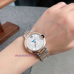 Cartre Luxury Top Designer Automatic Watches Blue Balloon 18k Rose Gold Original Set Time Mark Diamond Mechanical Womens Watch W3bb0006 with Box