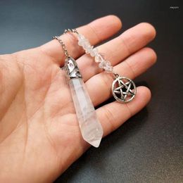 Pendant Necklaces Natural Gem Stone Crystals Pendulum For Divination Dowsing White Clear Quartz Star Of David Hexagram Chain Pendulo X190