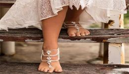 Fashion Rhinestone Barefoot Beach Sandals For Weddings Crystals Starfish Anklets Chain Toe Ring Bridal Bridesmaid Foot Jewelry9661100