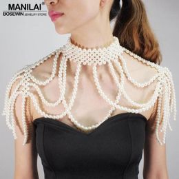 Chains Imitation Pearl Shoulder Chain Necklaces Multilayer Statement Pendants Women Sexy Body Party Jewelry7542203