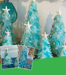 Christmas Decorations Sea Glass Tree Creative Unique Marine Creature Ocean Resin DIY Ornament Home Windows Tables Fireplaces Decor2295033