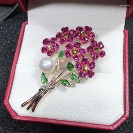 Brooches Delicate Rose Flower Bouquet Natural Pearl Brooch Fresh Water Lady's High-end Clothing And Hair Replacement