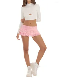 Skirts Women S Sparkle Sequin Mini Y2k Low Waist Ruffle Carnival Rave Party Concert Short Skirt