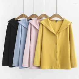 Women's Jackets Women Jacket Coat Spring Autumn Clothes Solid Hooded Outerwear Loose Knit Cardigan Female Tops J433