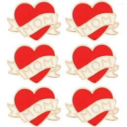 Brooches 6 Pcs Mens Gifts Lapel Pin Shirt Collar Mother's Day Heart Shaped Badge Red Backpack Man