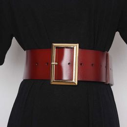 Cowskin Patent Leather Wide Waistband Women Brand Designer Plain Real Leather Corset Strap Female Vintage Winter Dress Belts Q0625 264a