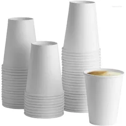 Disposable Cups Straws 8 Oz White Paper Heavyduty / Cold Beverage Drinking For Picnic BBQ Travel And Event