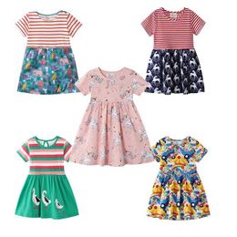 Girl's Dresses Jumping Meters 2T-7T Princess Girls Dress Childrens Birthday Party Hot Selling Baby Clothing Short Sleeve Summer Childrens ClothingL2405