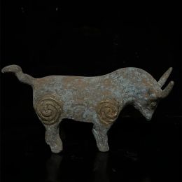 Sculptures Ancient Bull Cattle Bronze Statues Antique Dynasty Old Earth Patina Horse Statue